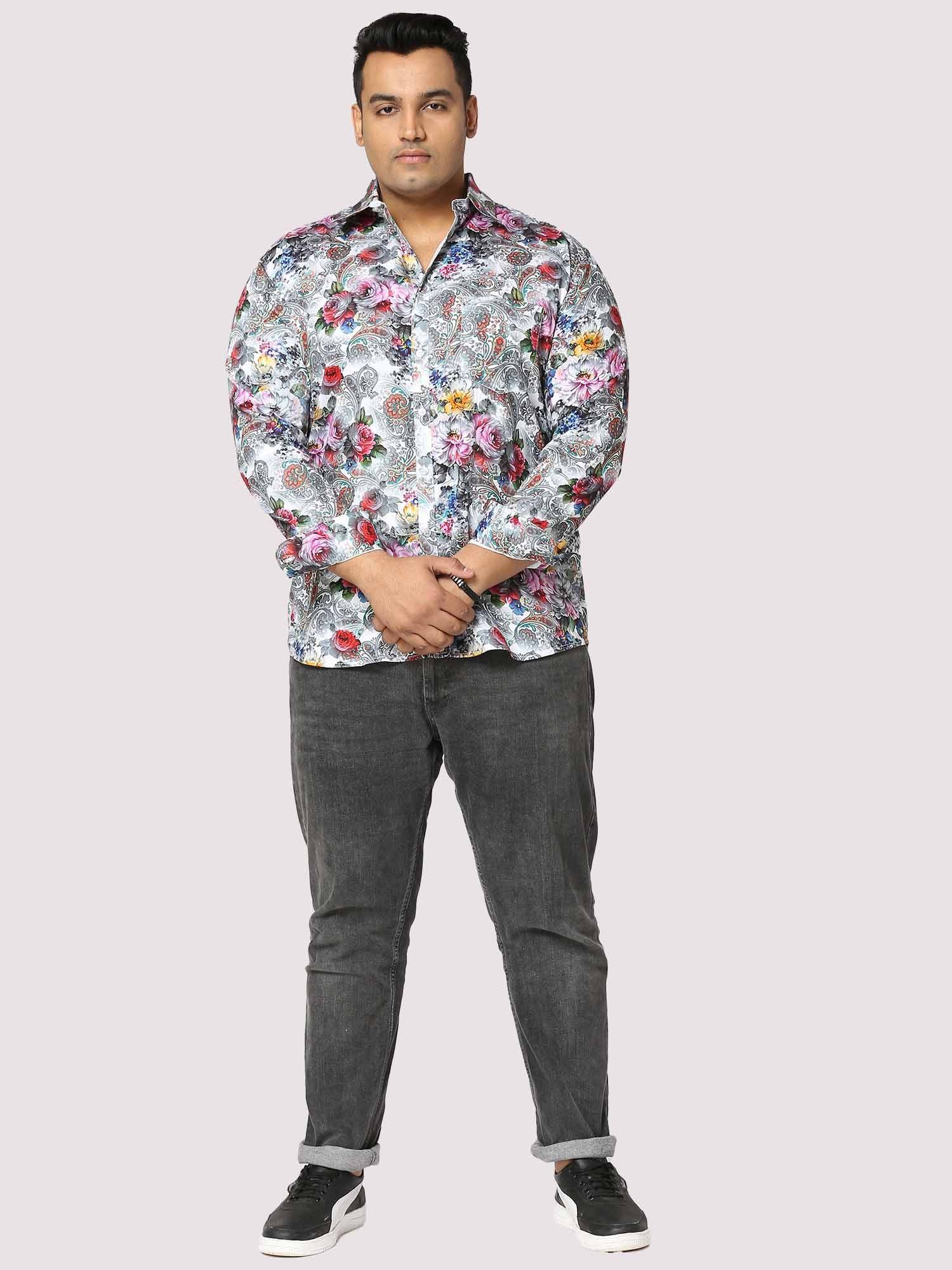 Floral Fusion Digital Printed Full Sleeve Men's Plus Size - Guniaa Fashions