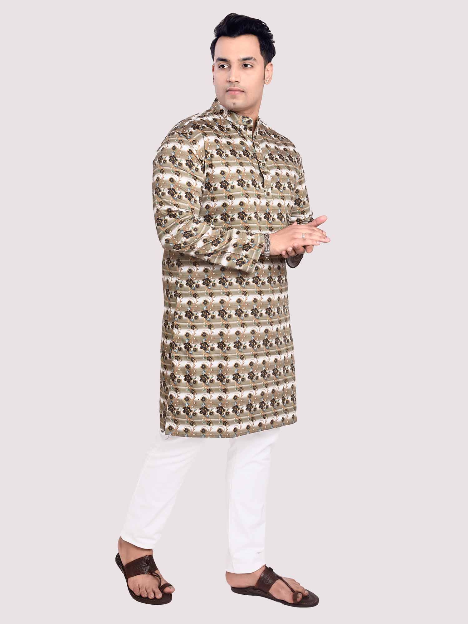 Flower Bed Digital Printed Kurta Men's Plus Size - Guniaa Fashions