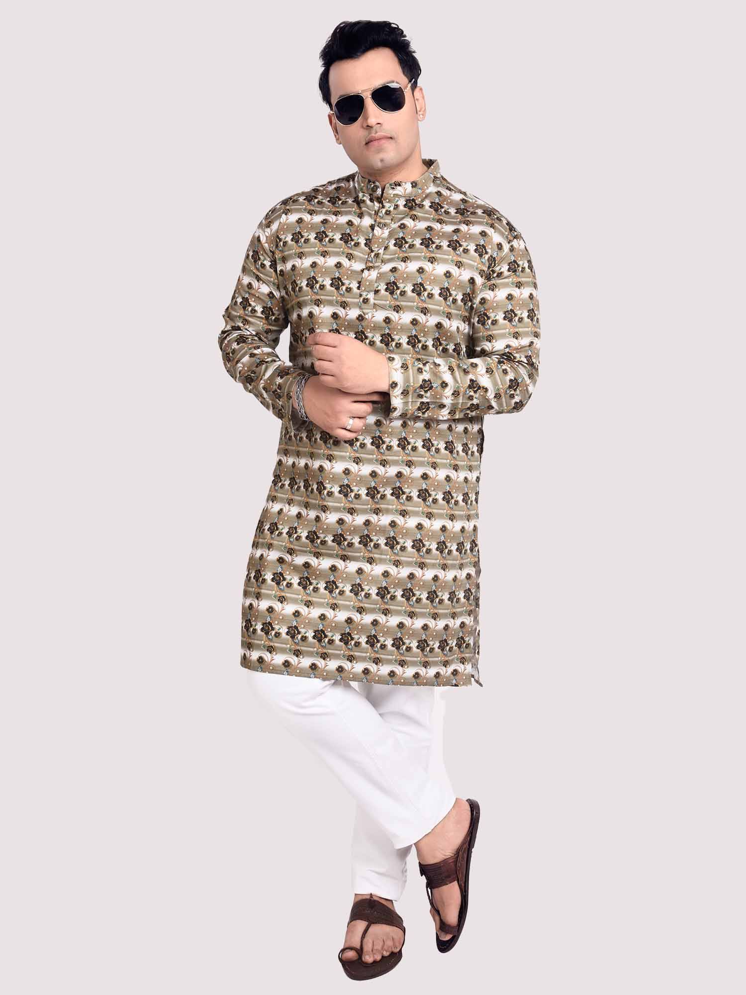 Flower Bed Digital Printed Kurta Men's Plus Size - Guniaa Fashions