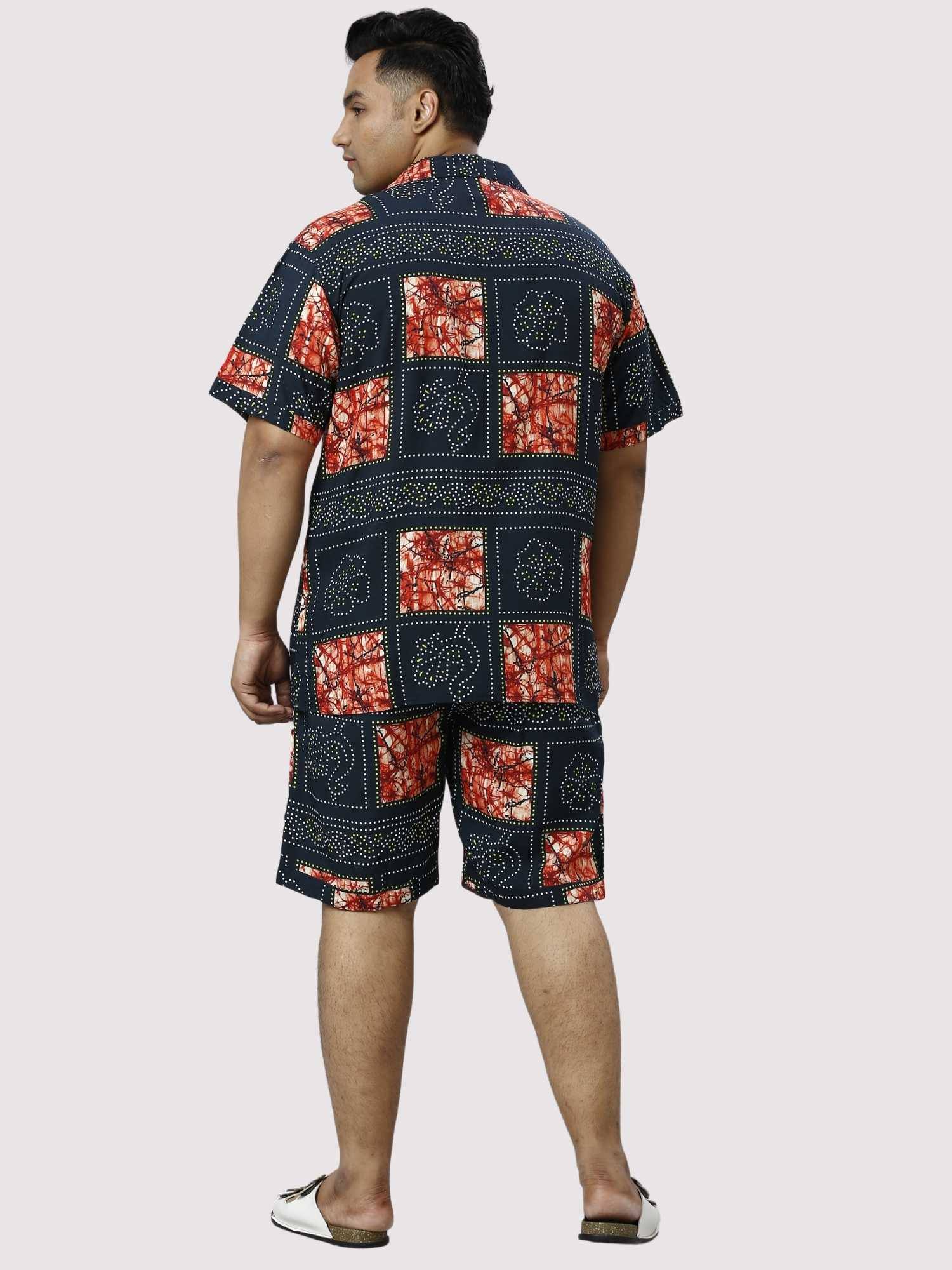 Flower Dots Digital Printed Half Co-ords Set Men's Plus Size - Guniaa Fashions