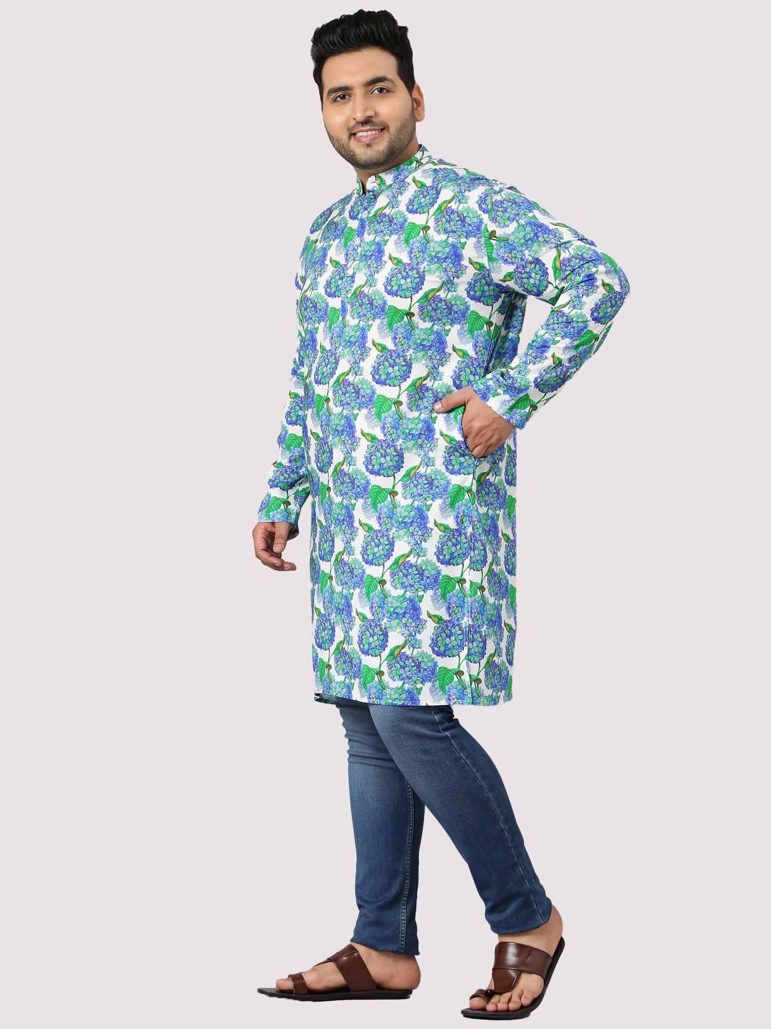 Flowering Shrubs Printed Kurta Men's Plus Size - Guniaa Fashions