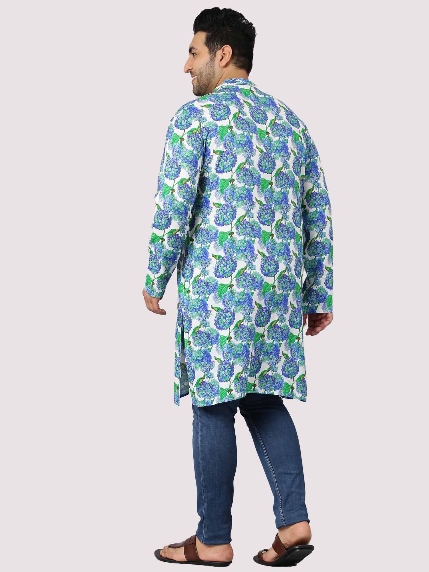 Flowering Shrubs Printed Kurta Men's Plus Size - Guniaa Fashions