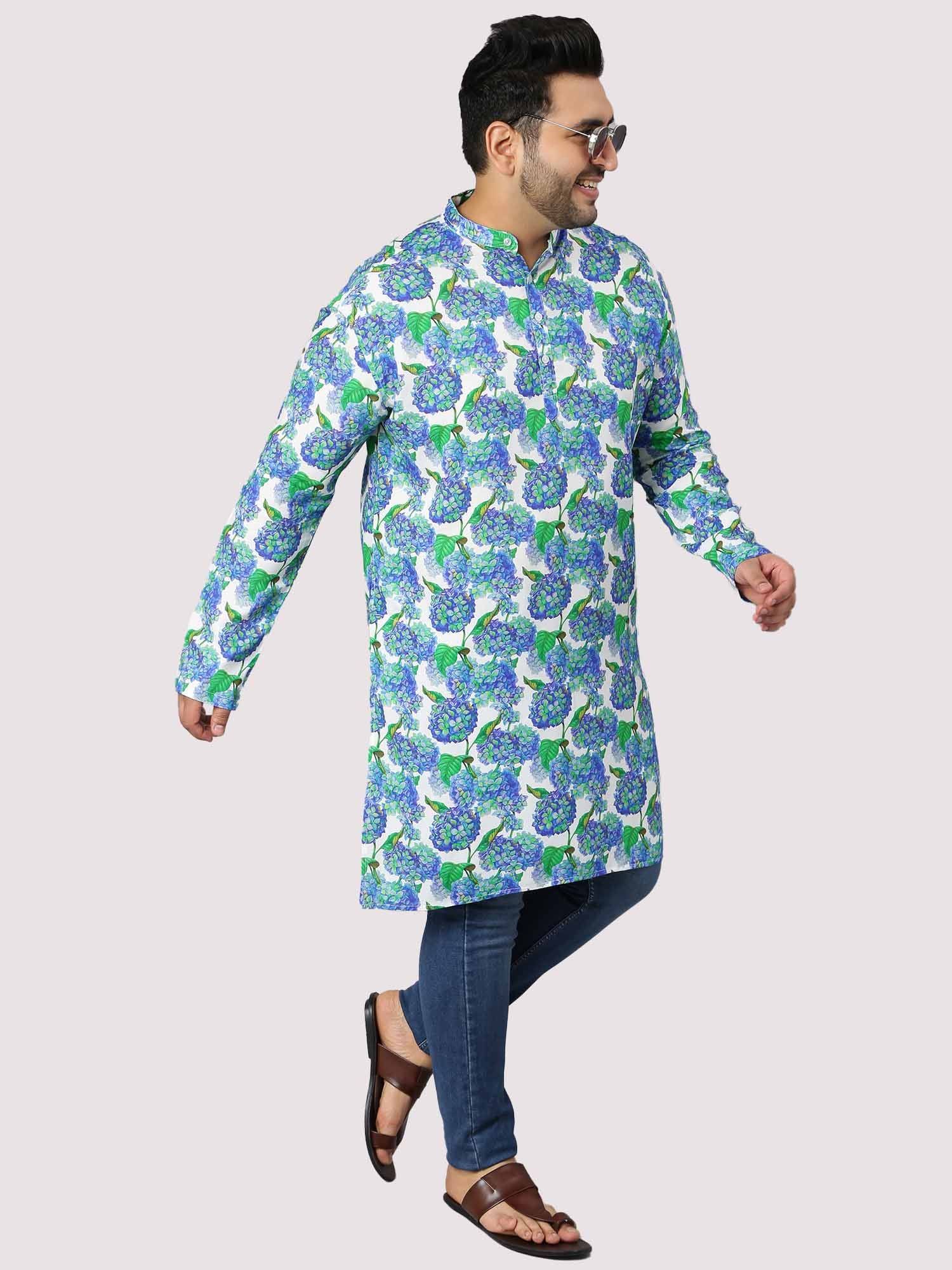 Flowering Shrubs Printed Kurta Men's Plus Size - Guniaa Fashions