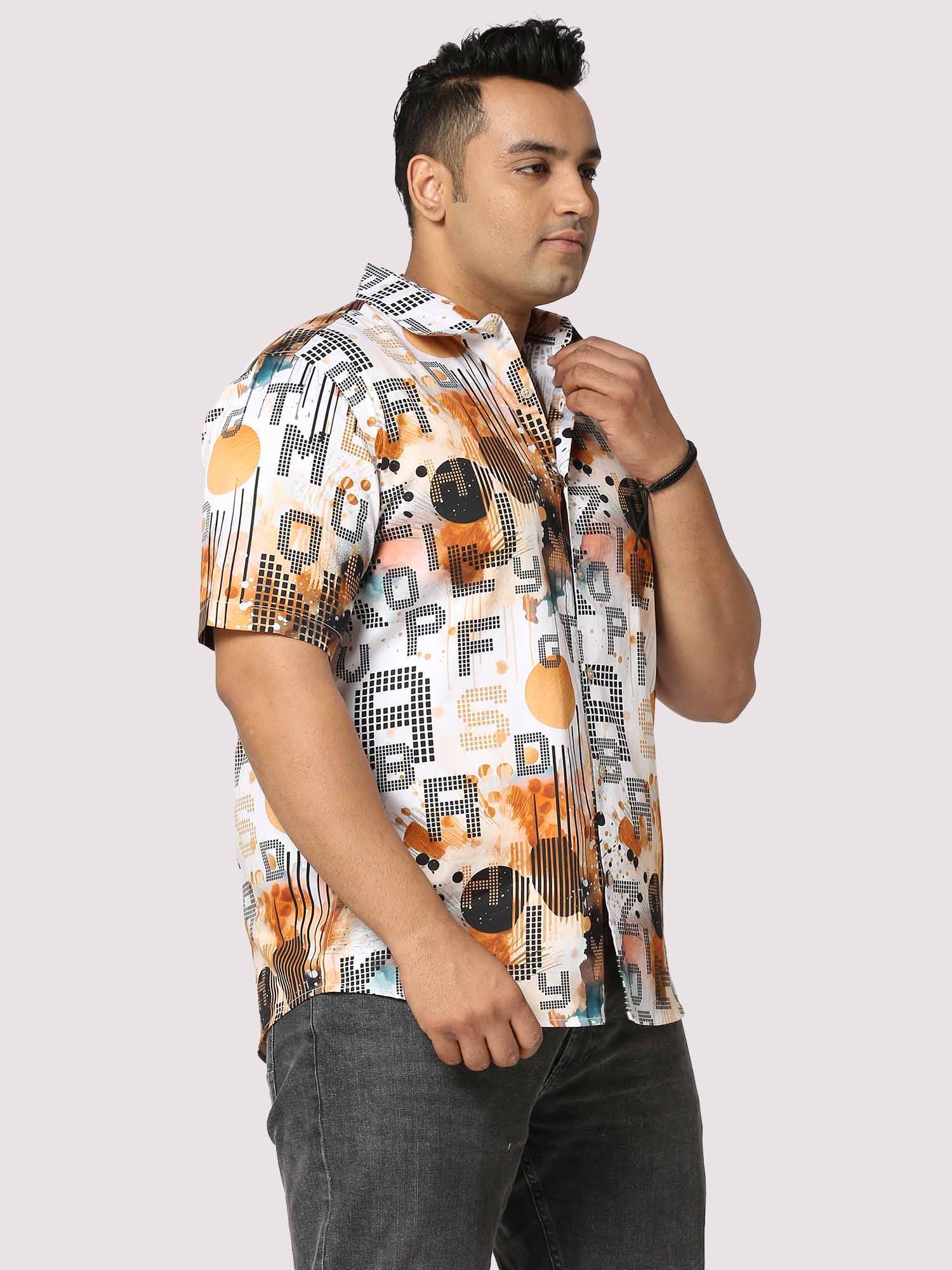 Gold Letters Digital Printed Half Shirt Men's Plus Size - Guniaa Fashions