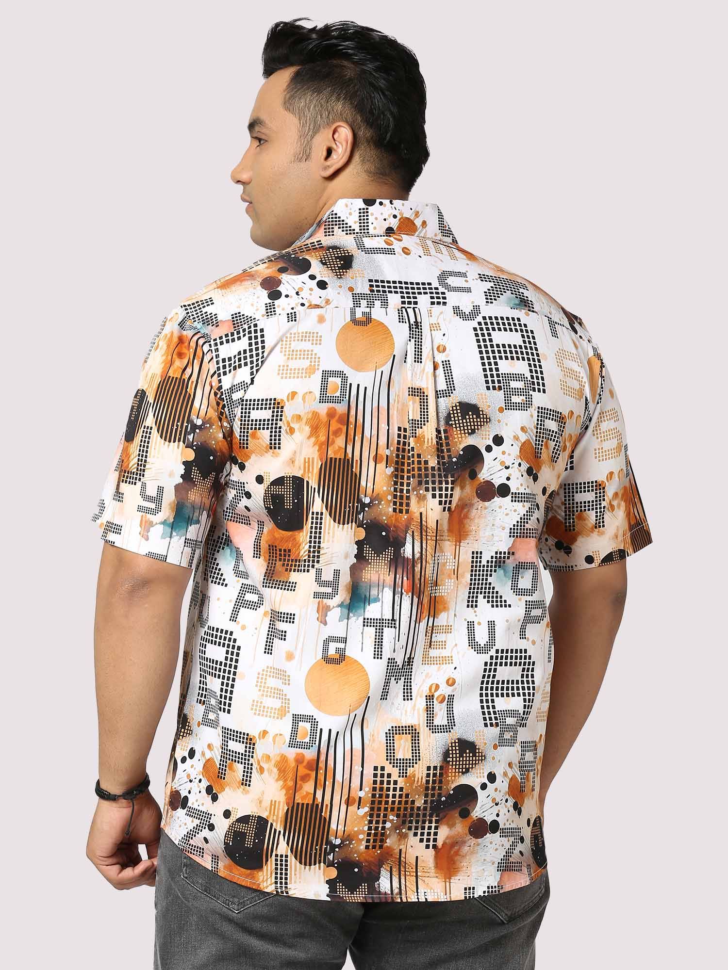 Gold Letters Digital Printed Half Shirt Men's Plus Size - Guniaa Fashions