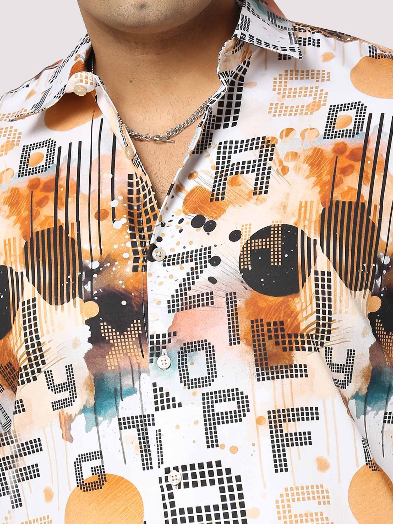 Gold Letters Digital Printed Half Shirt Men's Plus Size - Guniaa Fashions