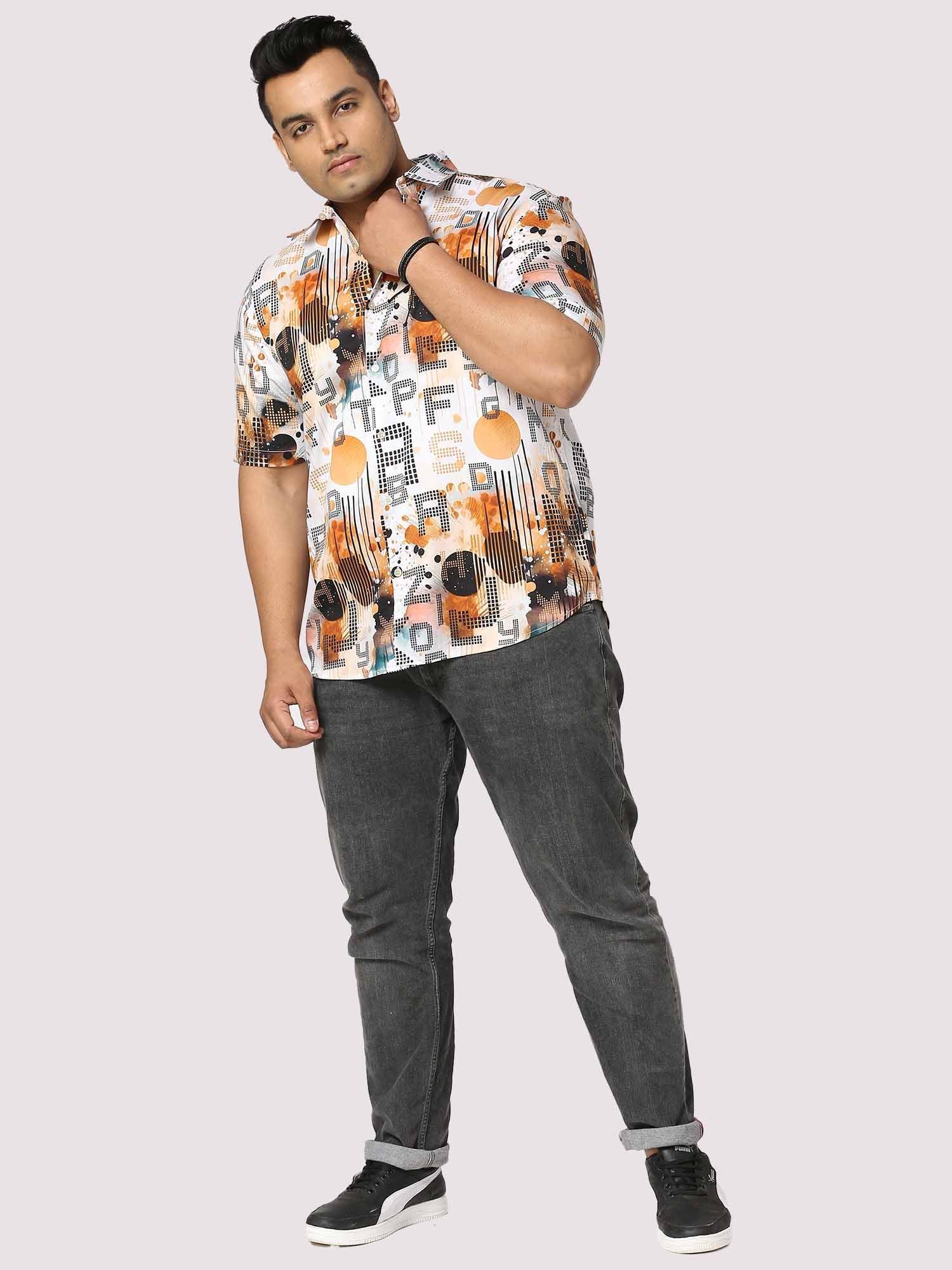 Gold Letters Digital Printed Half Shirt Men's Plus Size - Guniaa Fashions