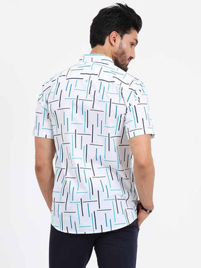 Green Geometric Printed Half Sleeve Shirt - Guniaa Fashions