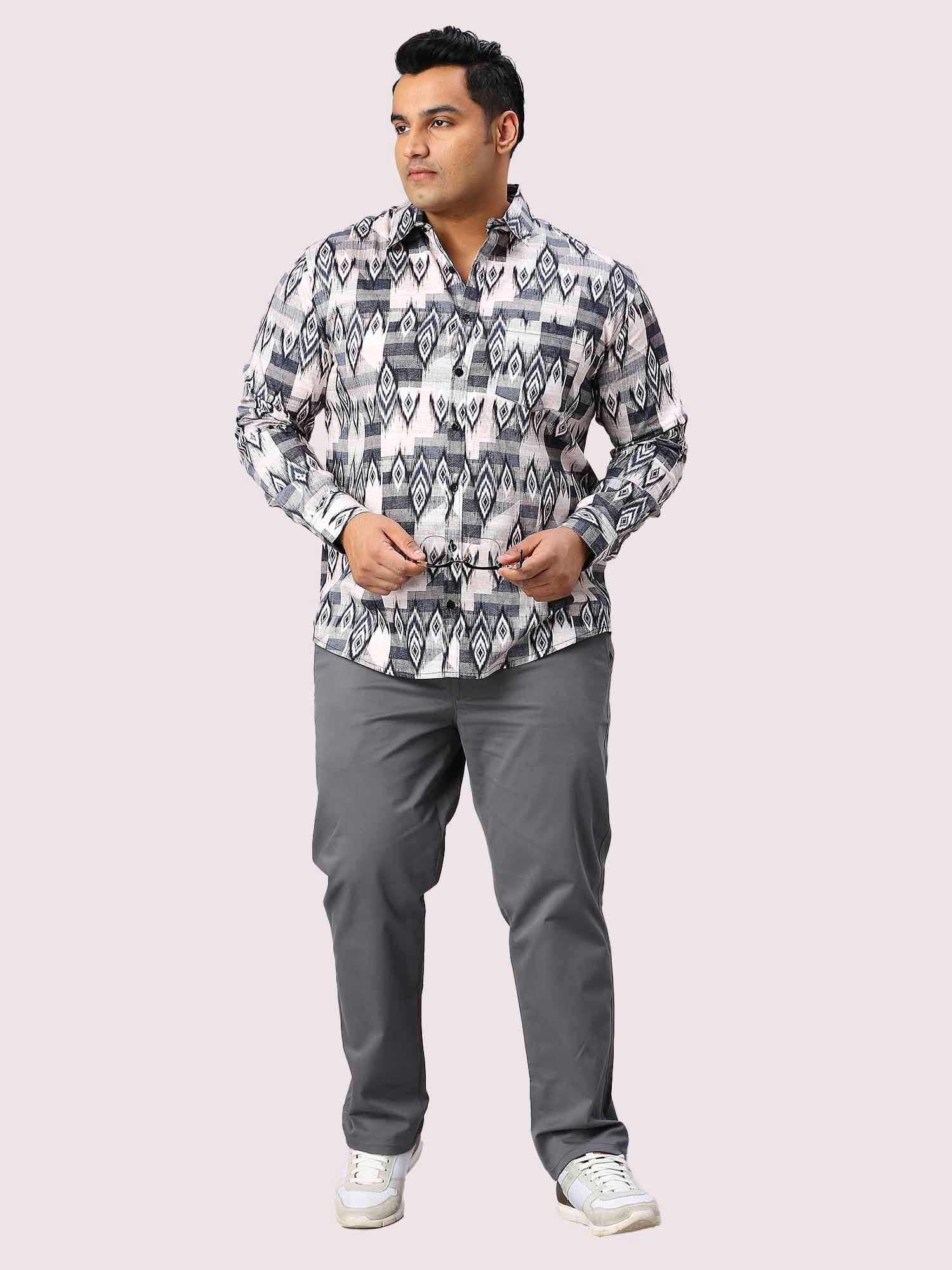 Grey Solid Cotton Trouser Men's Plus Size - Guniaa Fashions
