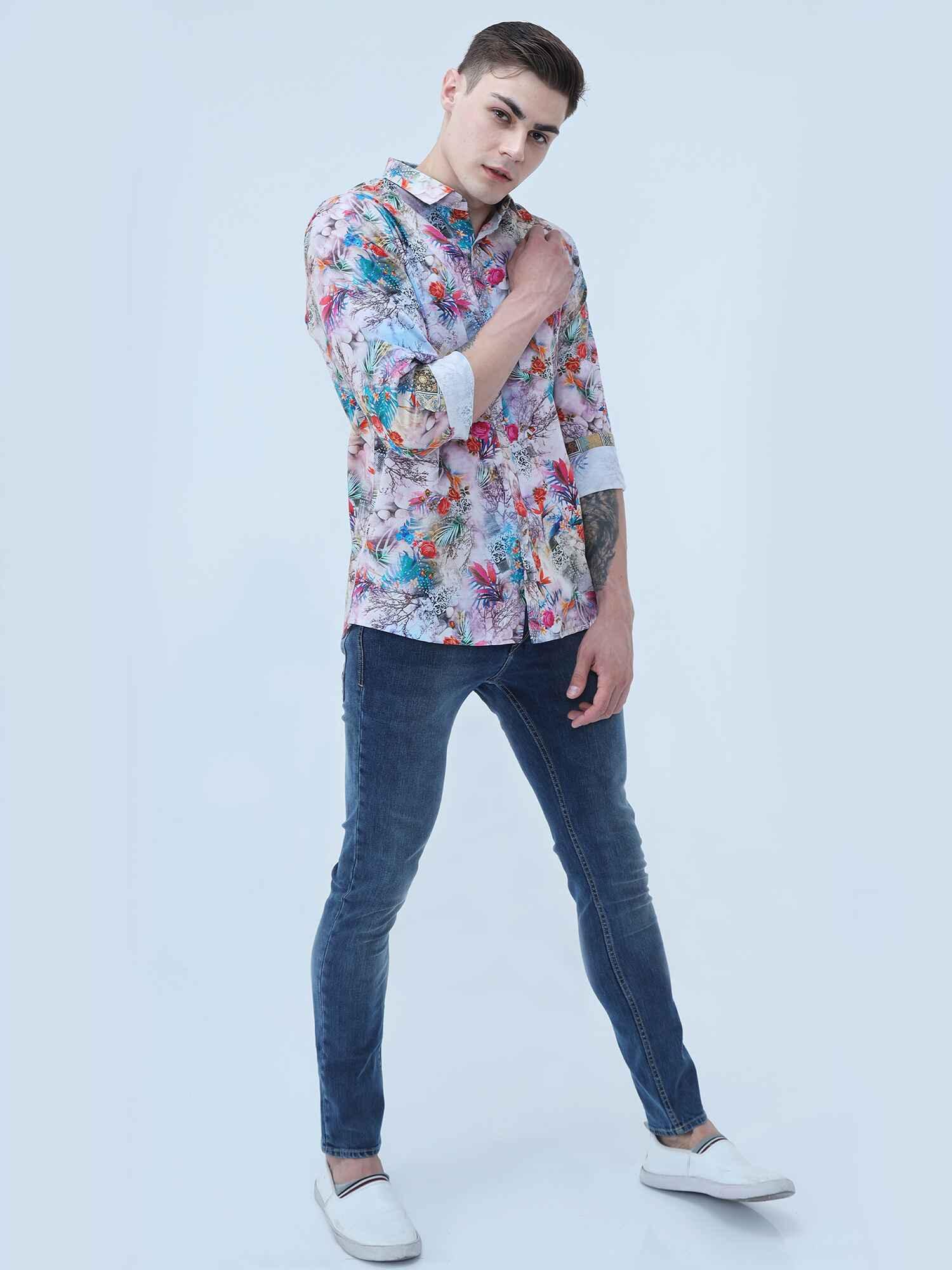 Hibiscus Tropic Digital Printed Shirt - Guniaa Fashions