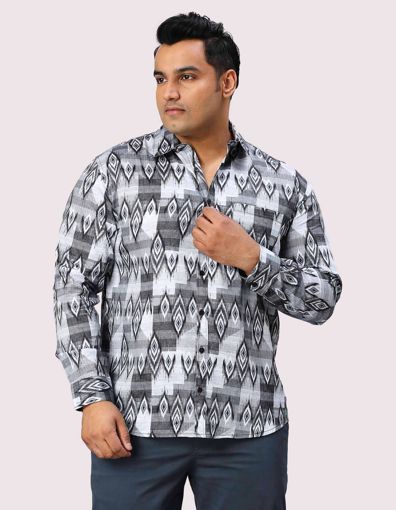 Iron Digital Printed Full Sleeve Shirt Men's Plus Size - Guniaa Fashions