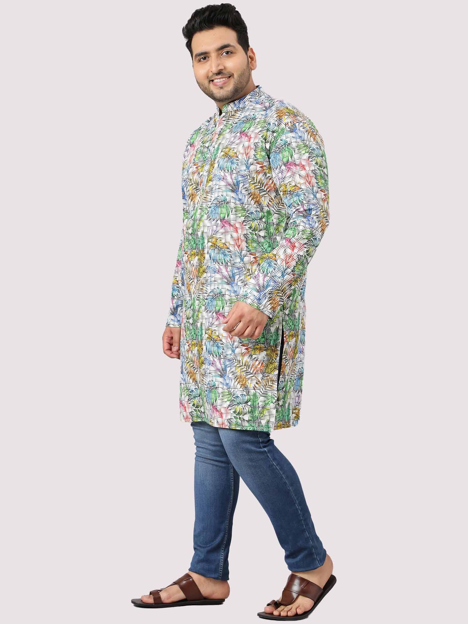Leaf Matrix Printed Kurta Men's Plus Size - Guniaa Fashions