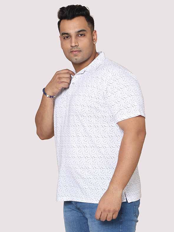 Men Plus Size Abstract Geometric Pattern Digital Printed Polo Collar T-shirt - Guniaa Fashions