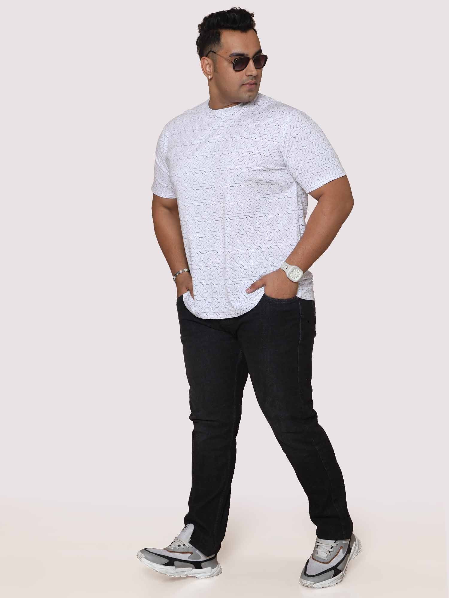 Men Plus Size Abstract Geometric Pattern Digital Printed Round Neck T-shirt - Guniaa Fashions