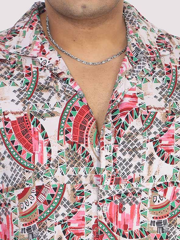Men Plus Size Abstract Red Printed Half Sleeve Co-Ords - Guniaa Fashions