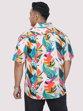 Men Plus Size Coloured Leaves Digital Printed Half Shirt - Guniaa Fashions