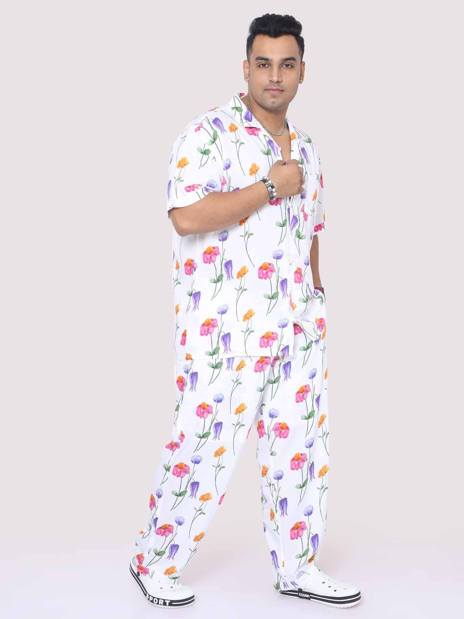 Men Plus Size Daisy Flowers Digital Printed Full Co-Ords - Guniaa Fashions