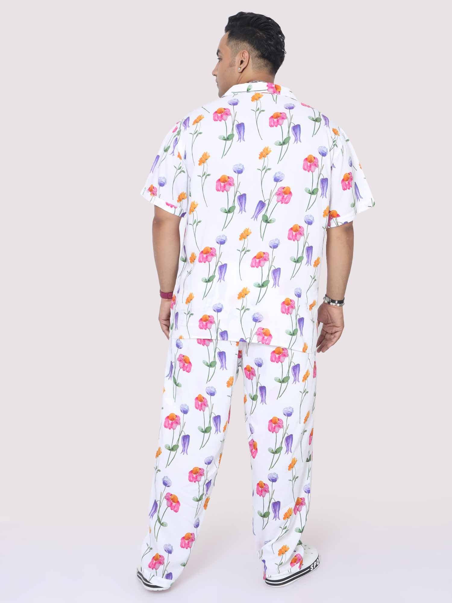 Men Plus Size Daisy Flowers Digital Printed Full Co-Ords - Guniaa Fashions