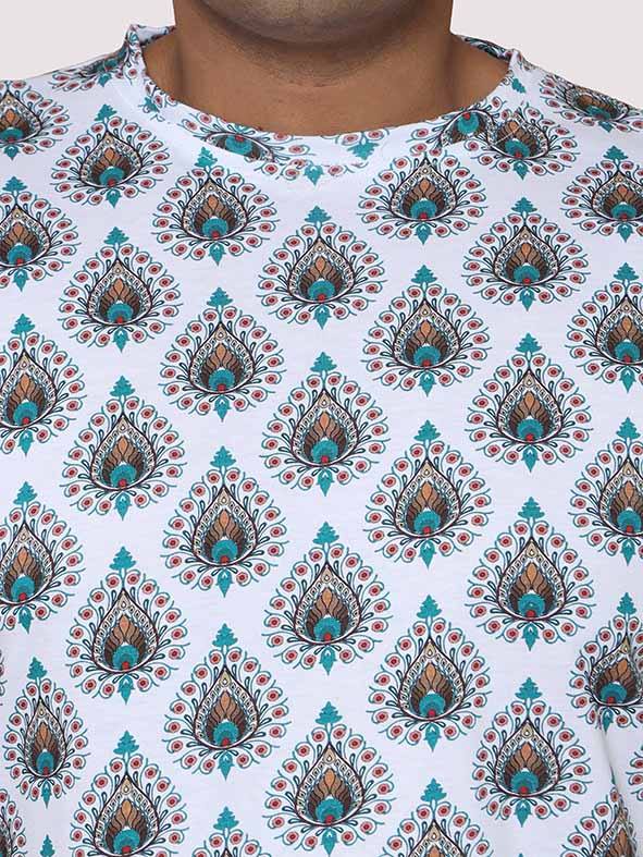 Men Plus Size Ethinic Pattern Digital Printed Round Neck T-Shirt - Guniaa Fashions