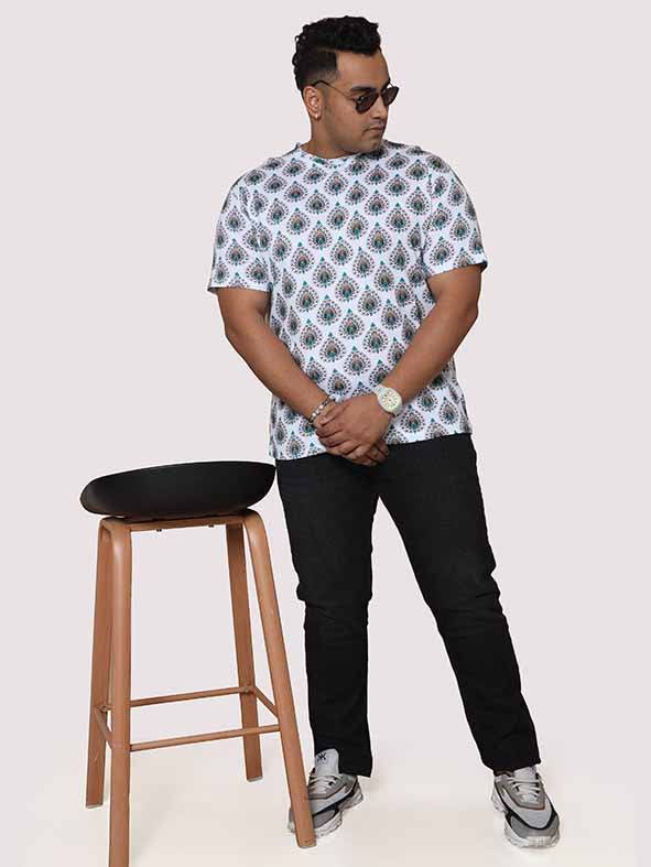 Men Plus Size Ethinic Pattern Digital Printed Round Neck T-Shirt - Guniaa Fashions