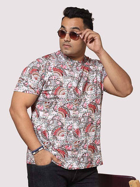Men Plus Size Ethnic Red Digital Printed Round Neck T-Shirt - Guniaa Fashions