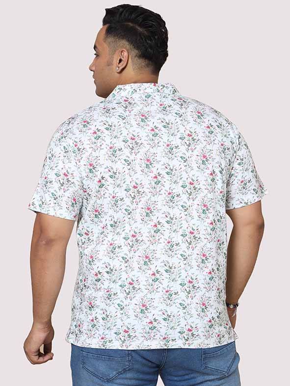 Men Plus Size Flora Bunch Digital Printed Polo Collar T-shirt - Guniaa Fashions