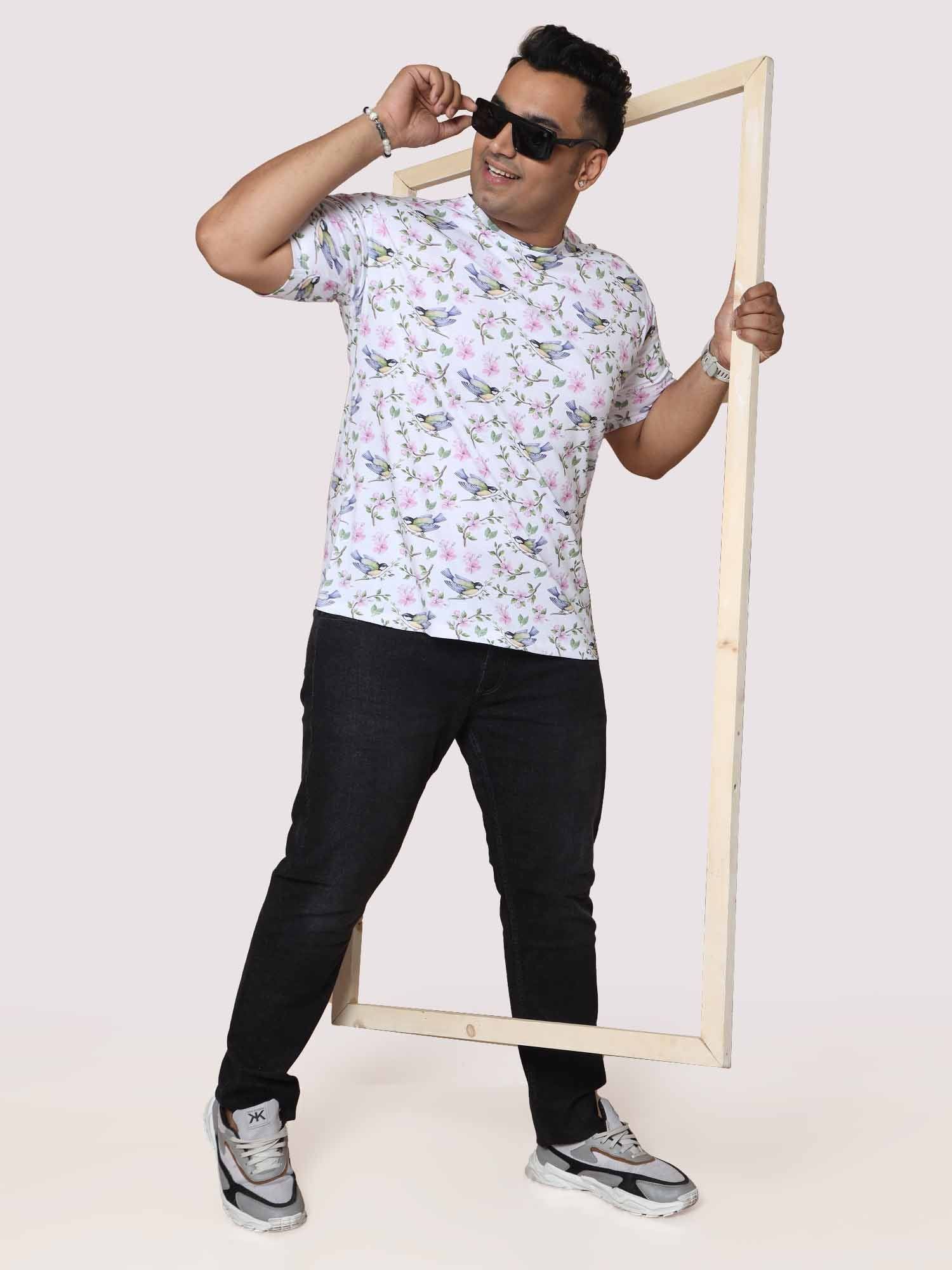 Men Plus Size Hummy Bird Digital Printed Round Neck T-shirt - Guniaa Fashions