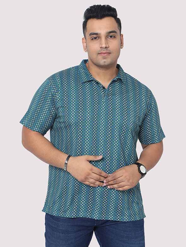 Men Plus Size Matrix Digital Printed Polo Collar T-shirt - Guniaa Fashions