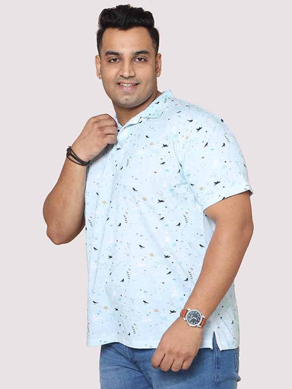 Men Plus Size Seth Light Blue Digital Printed Polo Collar T-shirt - Guniaa Fashions