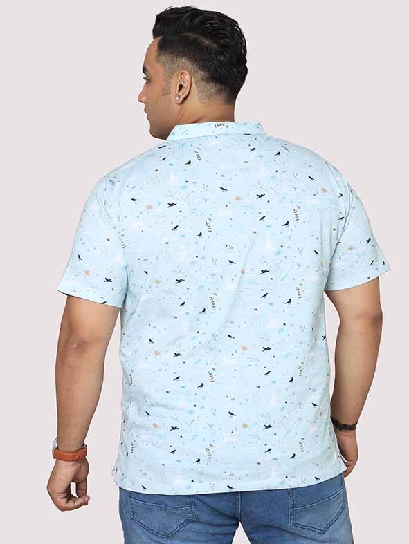 Men Plus Size Seth Light Blue Digital Printed Polo Collar T-shirt - Guniaa Fashions