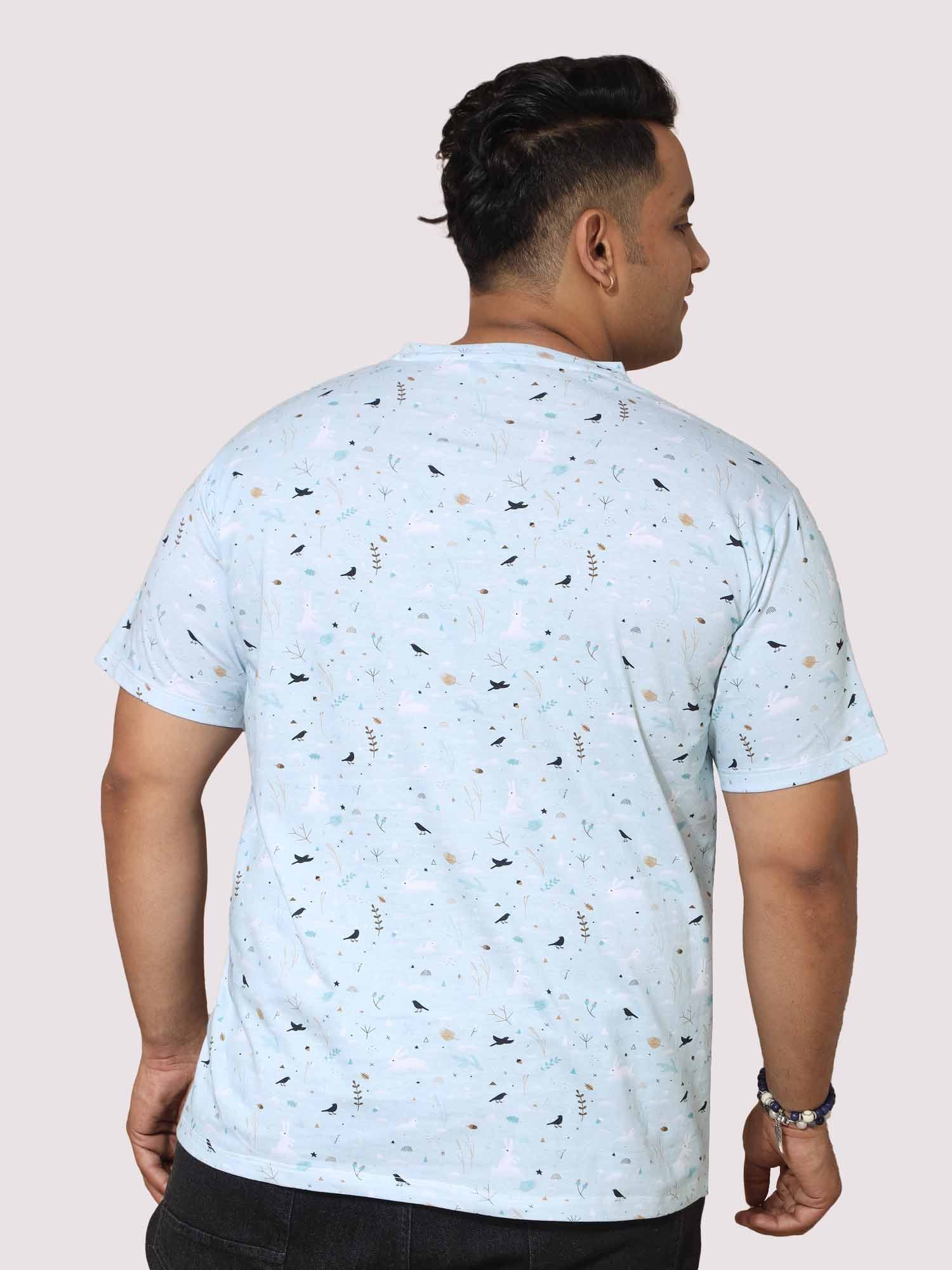 Men Plus Size Seth Light Blue Digital Printed Round Neck T-shirt - Guniaa Fashions