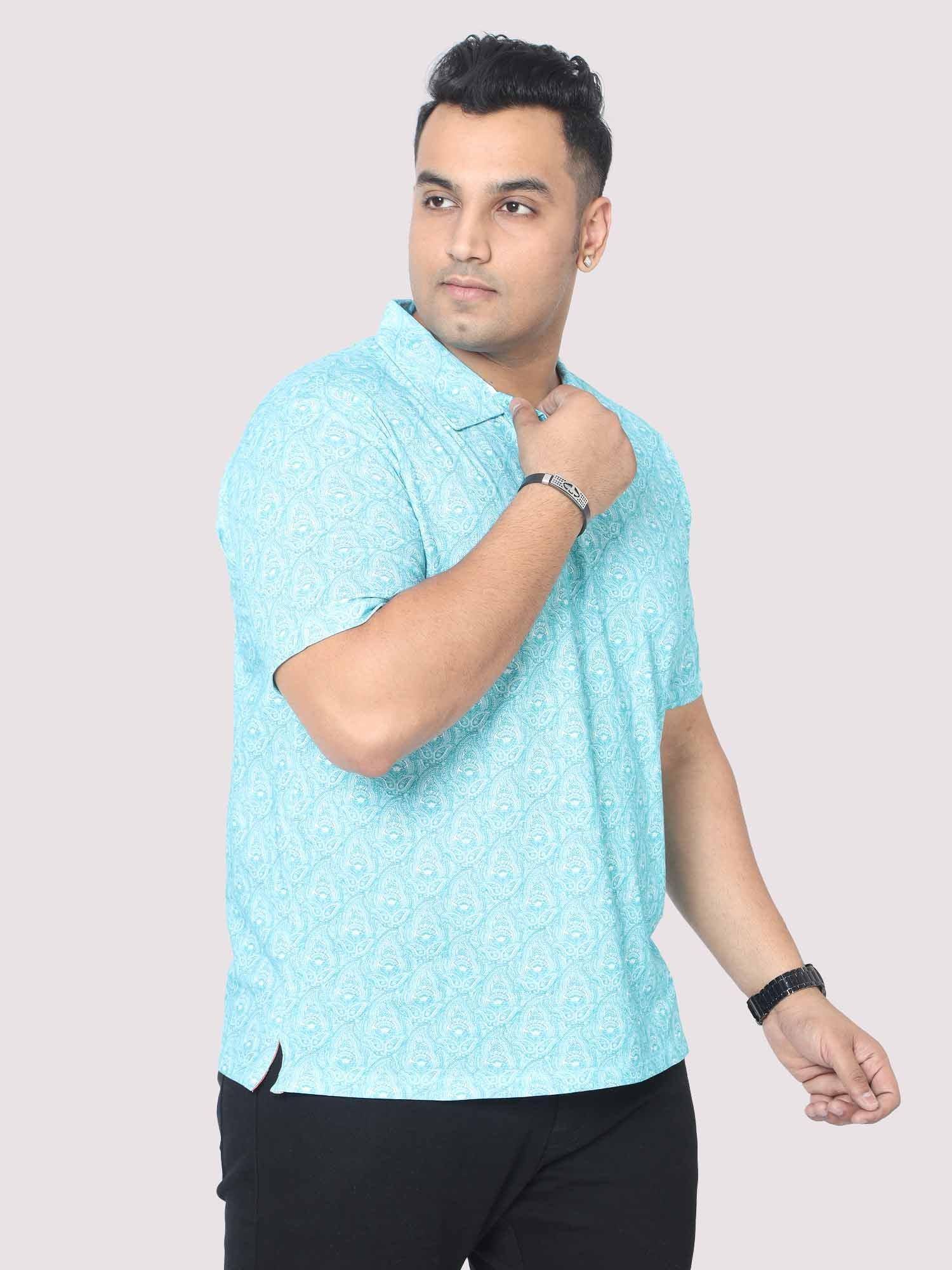 Men Plus Size Tiny Paisley Digital Printed Polo Collar T-shirt - Guniaa Fashions