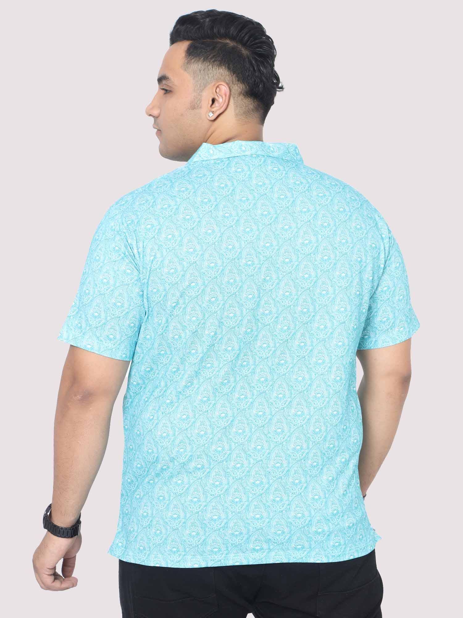 Men Plus Size Tiny Paisley Digital Printed Polo Collar T-shirt - Guniaa Fashions