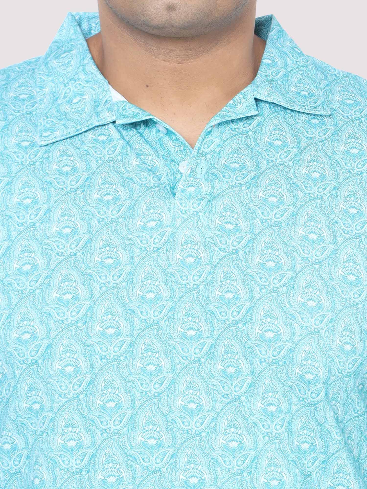 Men Plus Size Tiny Paisley Digital Printed Polo Collar T-shirt - Guniaa Fashions