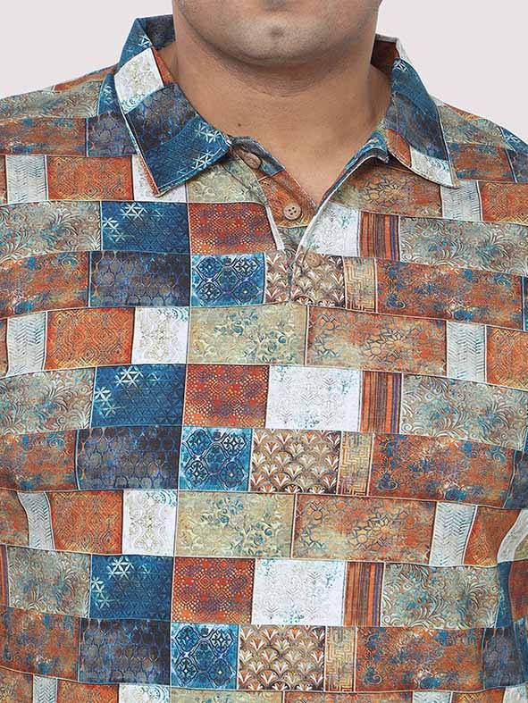 Men Plus SizeKing Digital Printed Polo Collar T-shirt - Guniaa Fashions