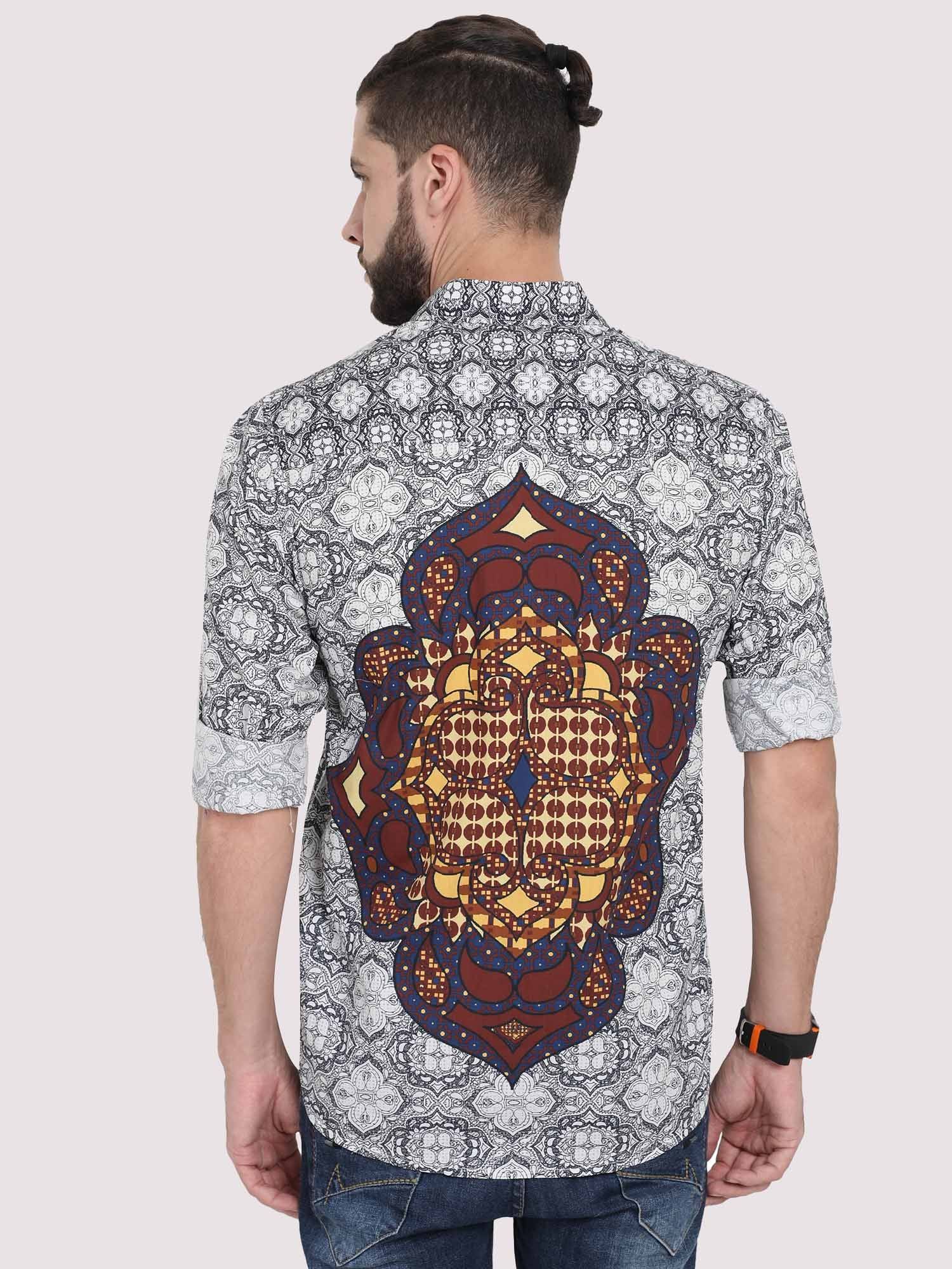 Modern Grey Geometric Party Wear Shirt - Guniaa Fashions