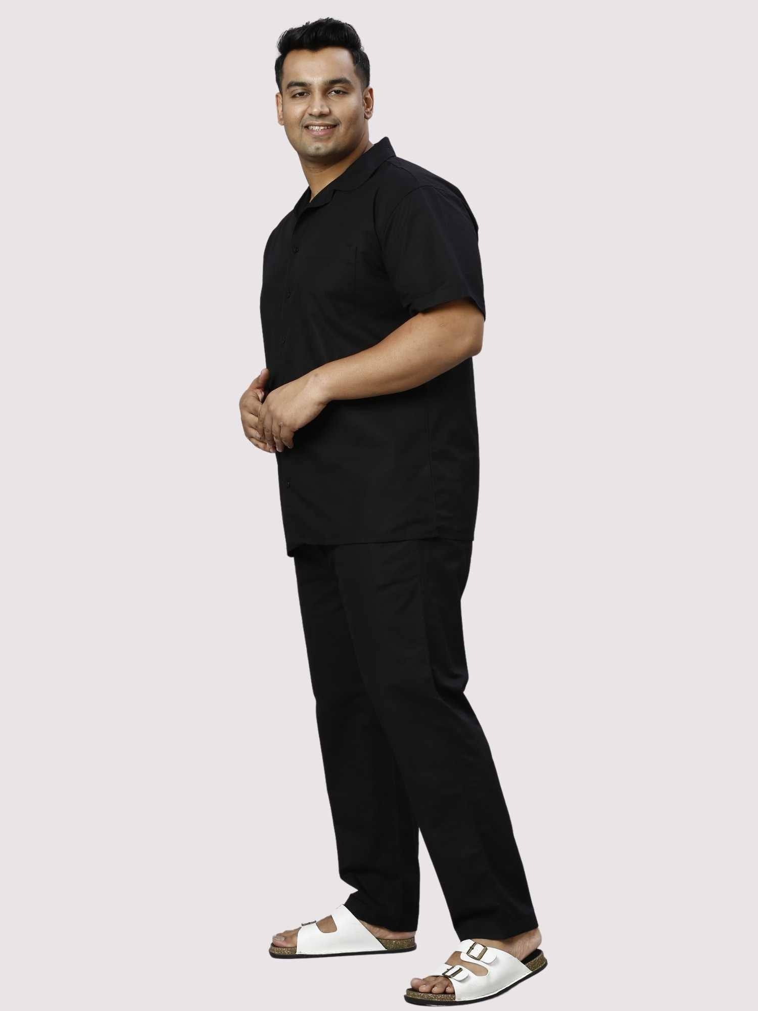 Nero Solid Black Full Co-ords Set Men's Plus Size - Guniaa Fashions
