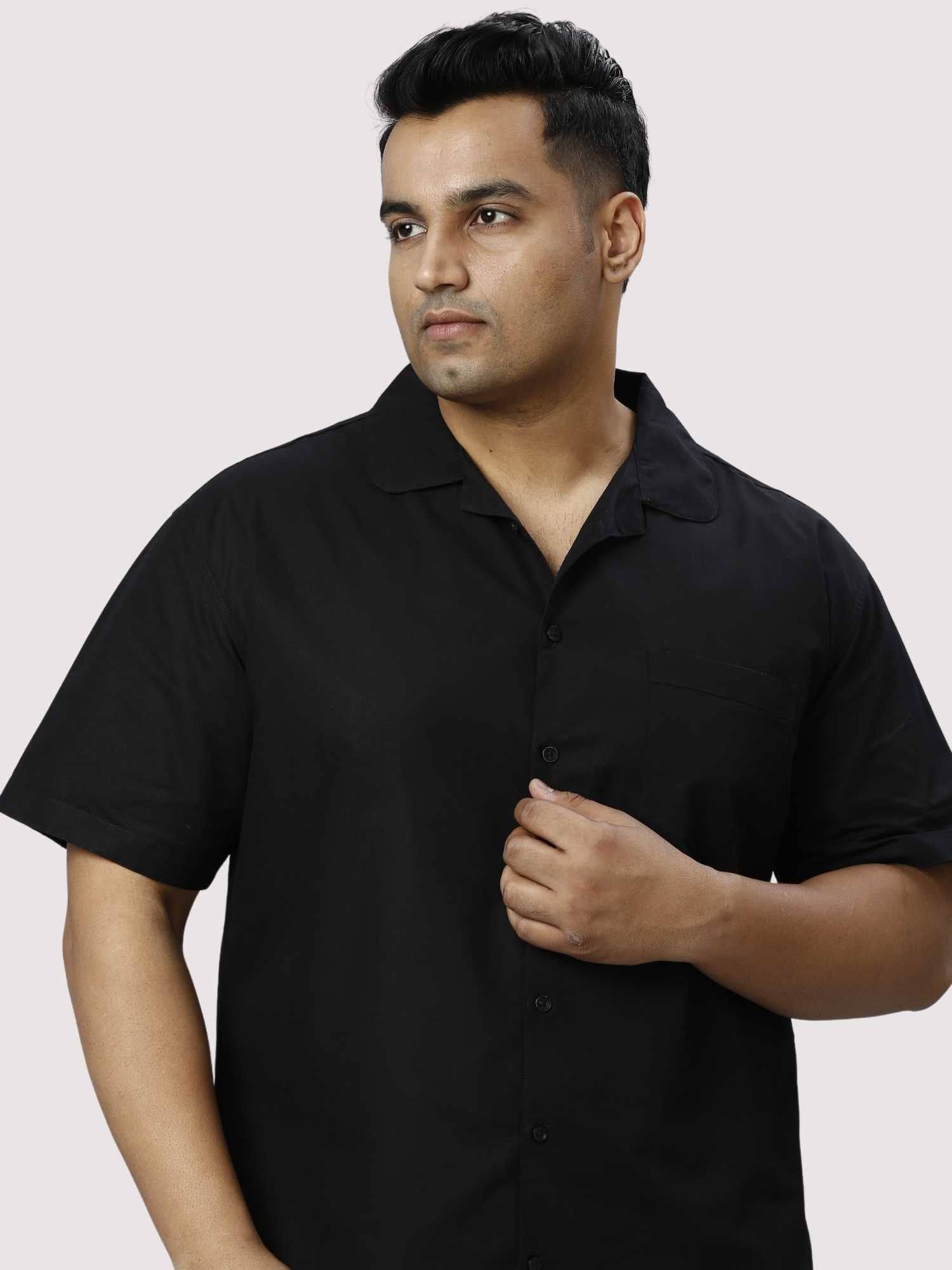 Nero Solid Black Full Co-ords Set Men's Plus Size - Guniaa Fashions