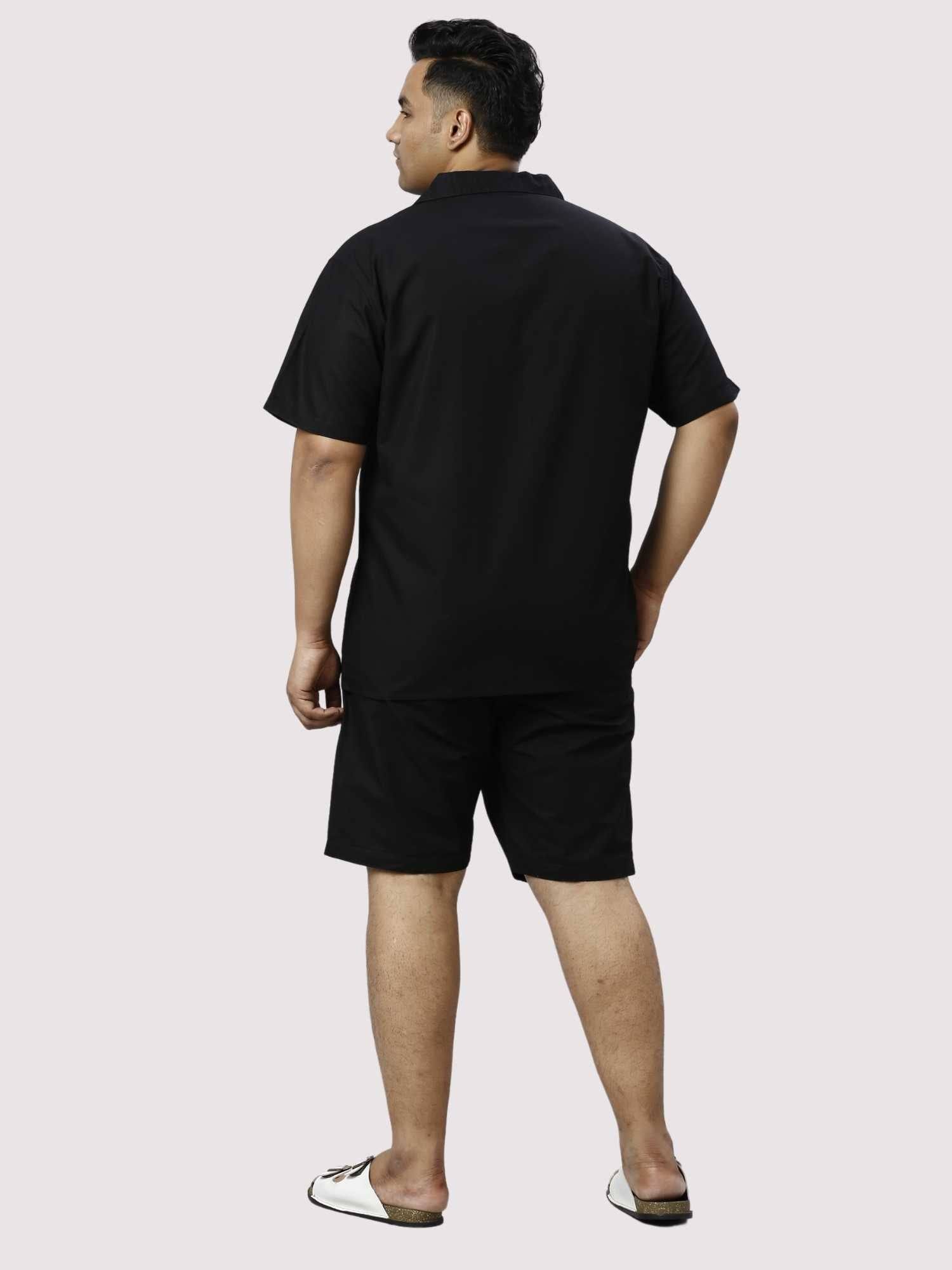 Nero Solid Black Half Co-ords Set Men's Plus Size - Guniaa Fashions