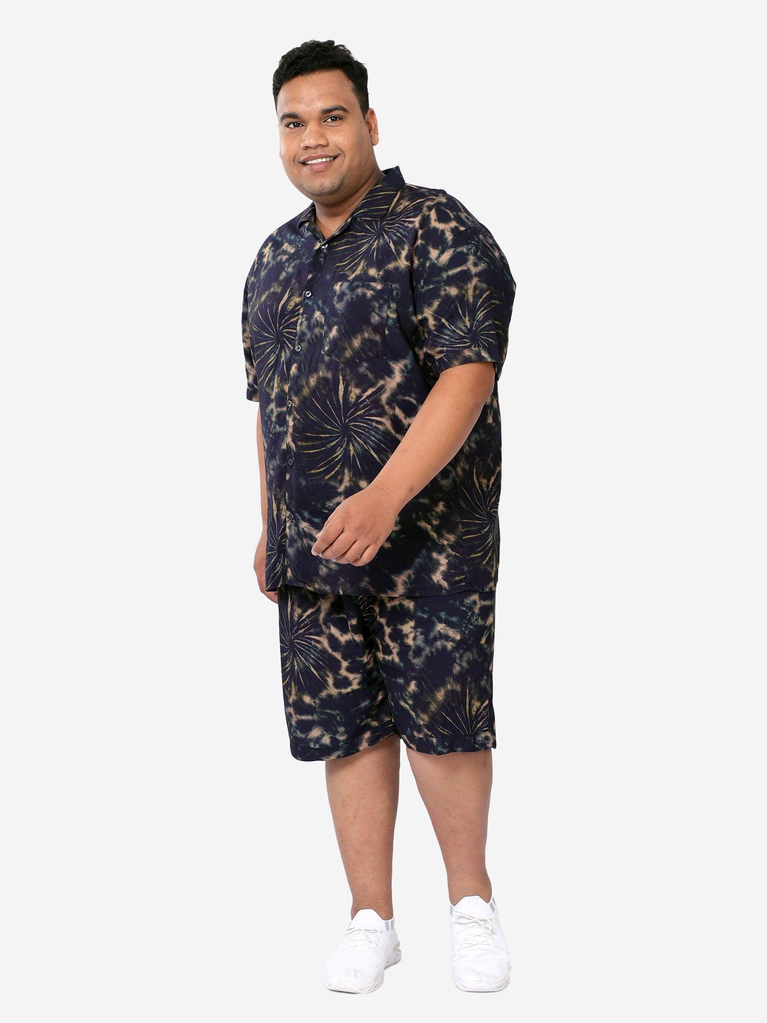 Navy Tie Dye Half Sleeve Co-Ords - Guniaa Fashions