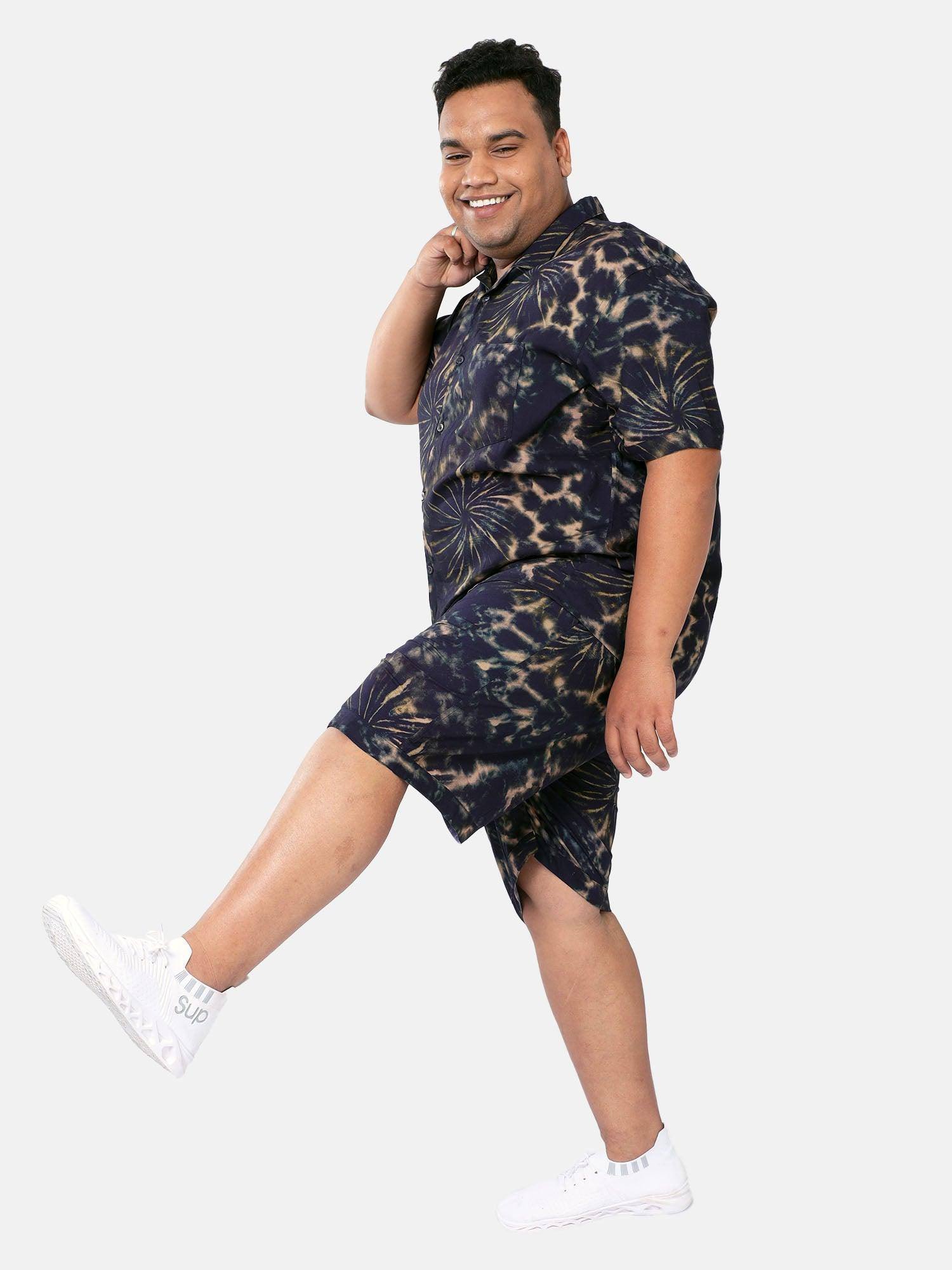 Navy Tie Dye Half Sleeve Co-Ords - Guniaa Fashions