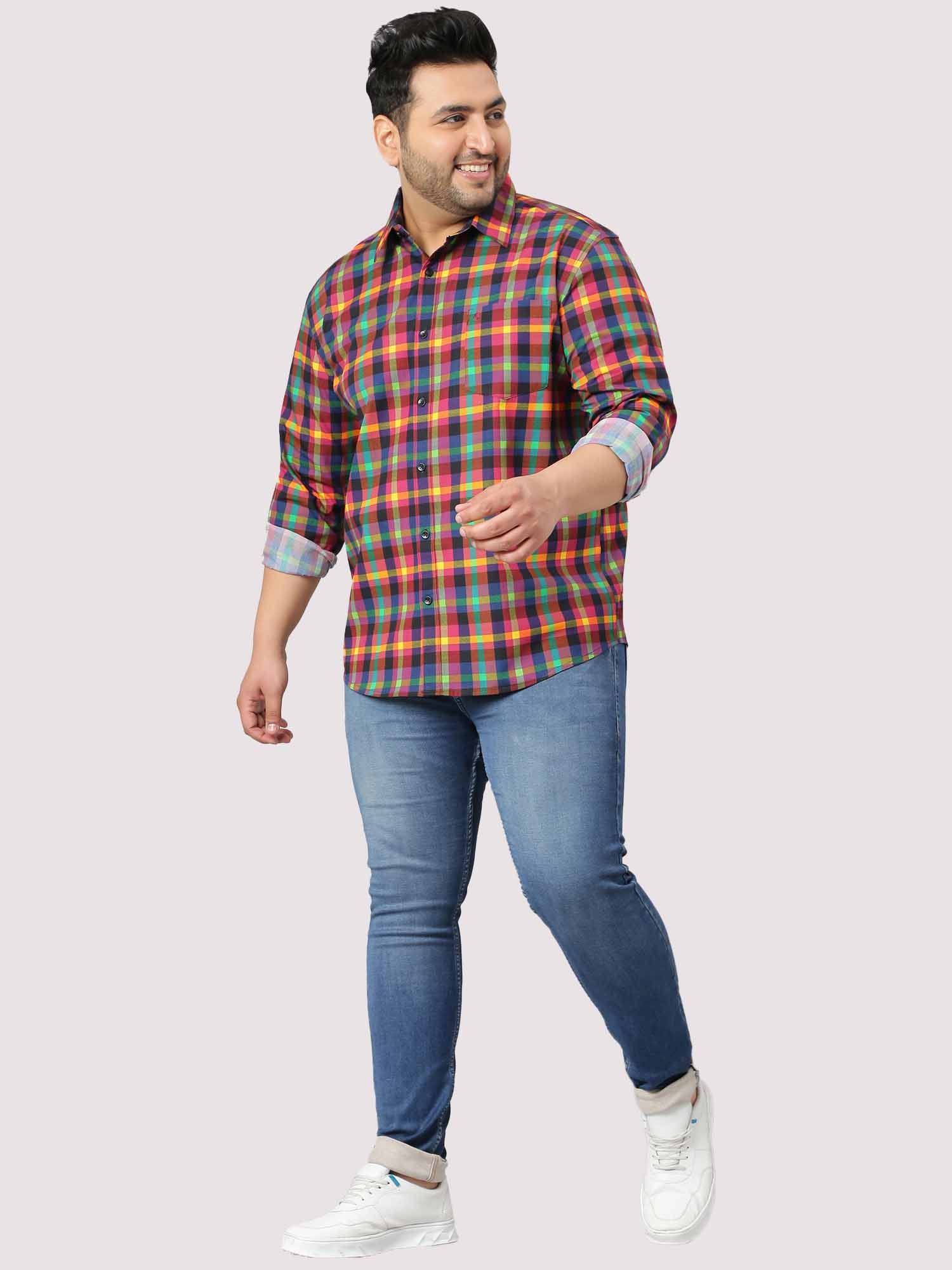 Red & Blue Checks Men's Plus Size - Guniaa Fashions