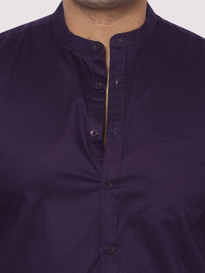 Regal Purple Mandarin Collar Men's Plus Size Cotton Full Shirt - Guniaa Fashions