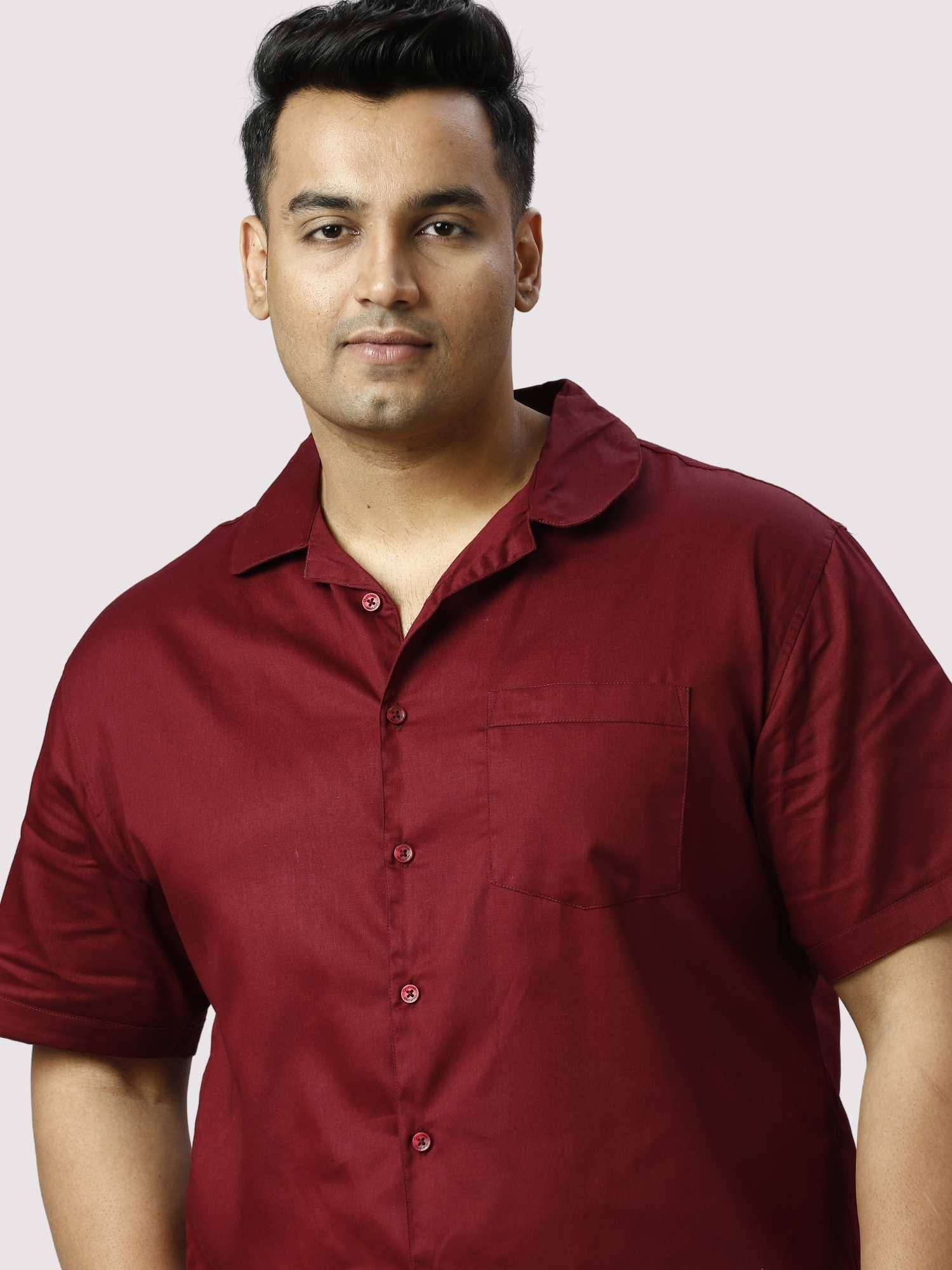 Rustic Solid Red Men Full Co-ords Set Men's Plus Size - Guniaa Fashions