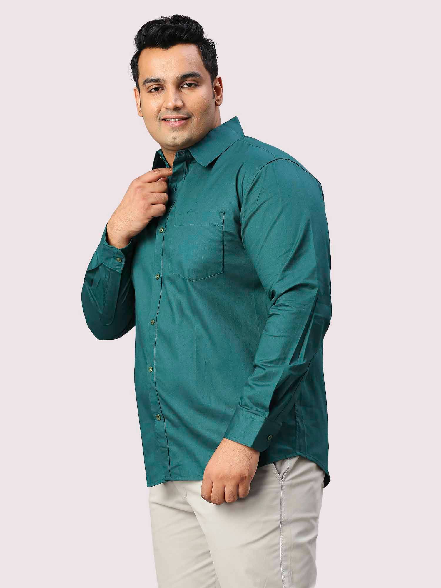 Sacramento Green Pure Cotton Shirt Men's Plus Size - Guniaa Fashions