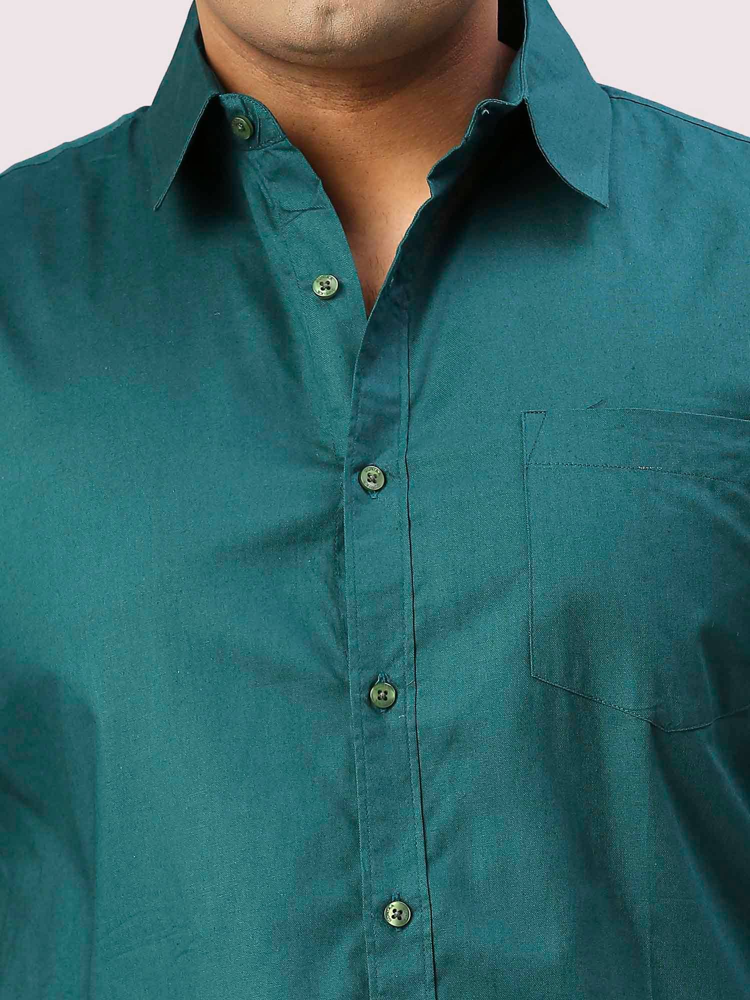 Sacramento Green Pure Cotton Shirt Men's Plus Size - Guniaa Fashions