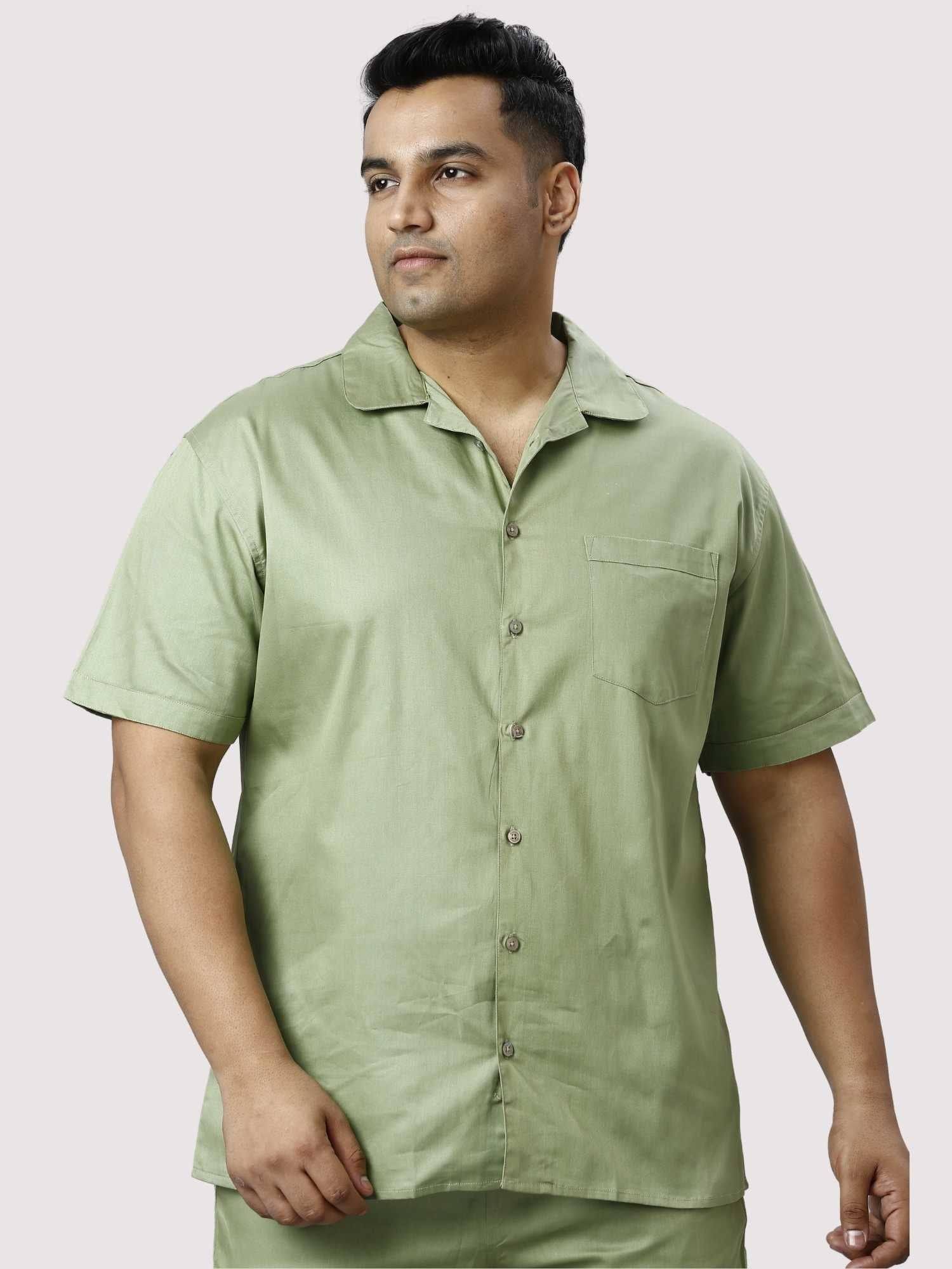 Sage Solid Green Half Co-ords Set Men's Plus Size - Guniaa Fashions