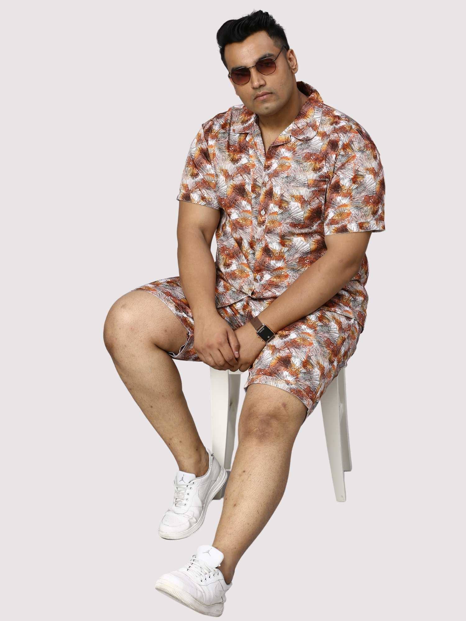 Sandstone Digital Printed Half Co-Ords Men's Plus Size - Guniaa Fashions