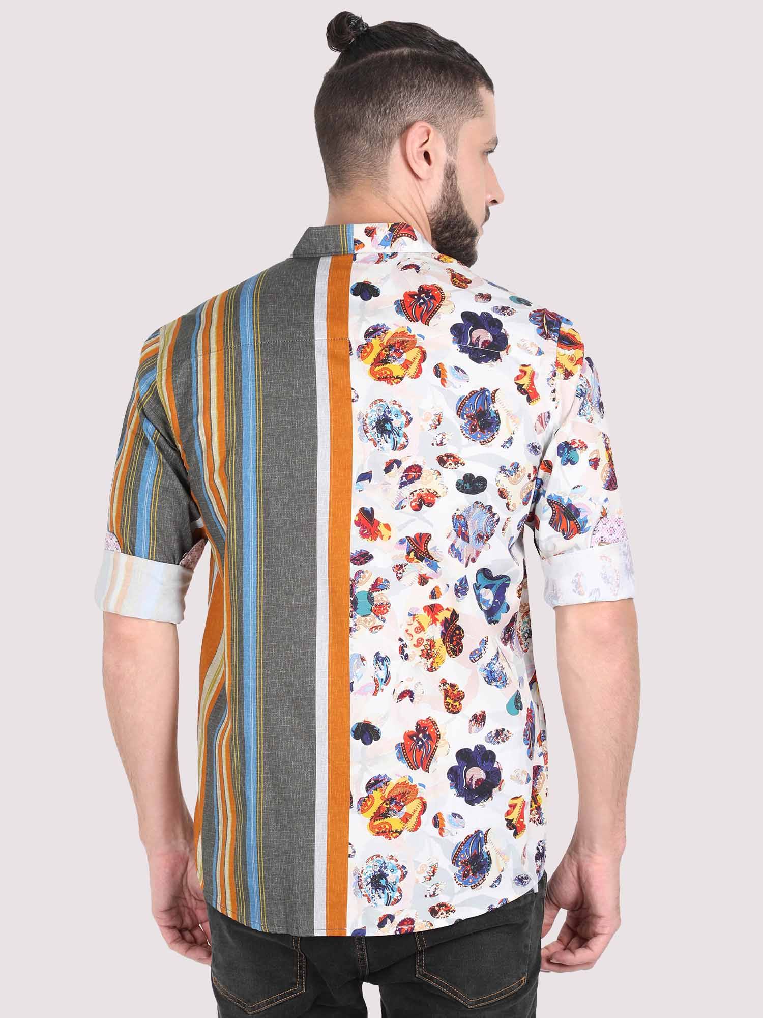 Stripes with Flora Party Wear Shirt - Guniaa Fashions