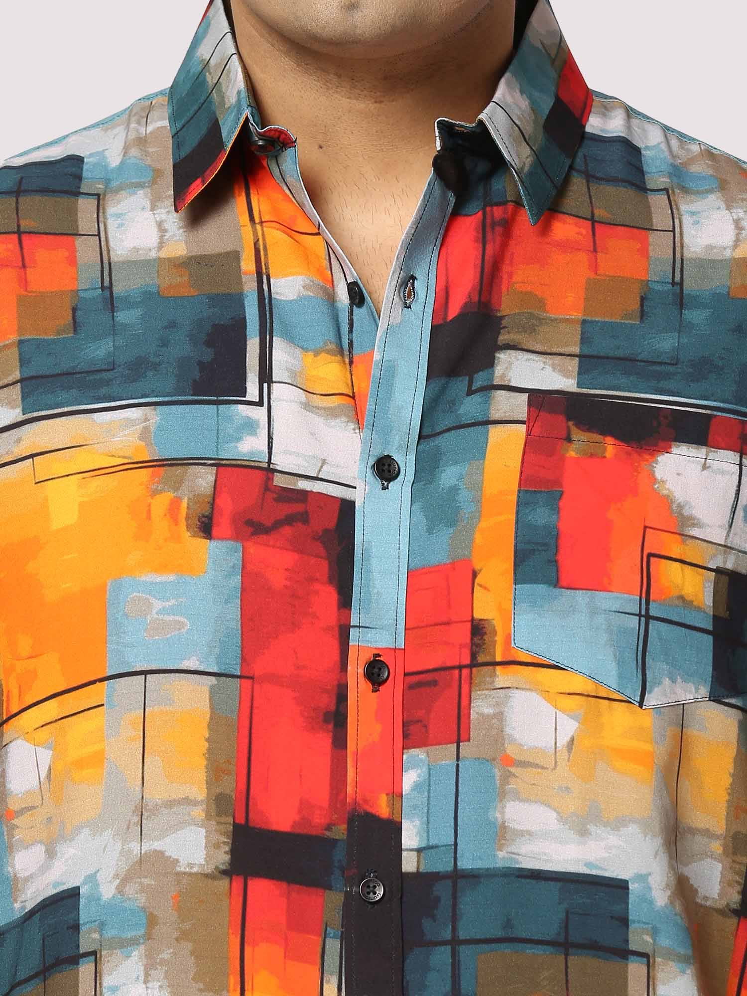 Sunset Strokes Digital Printed Full Sleeve Men's Plus Size - Guniaa Fashions